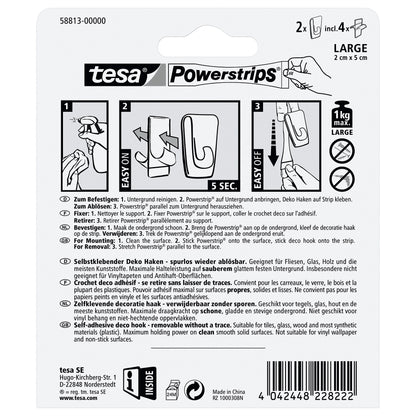 tesa Powerstrips Transparent DECO Haken LARGE
