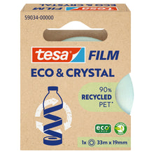 tesafilm Eco & Crystal, transparent, in a hinged folding box, 33 m x 19 mm