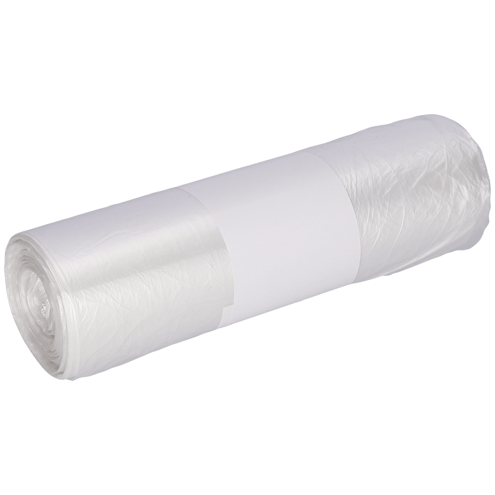 A roll of EMIL DEISS KG (GmbH + Co.) DEISS 59927 transparent plastic bags (630x740 mm, 50 pieces) is wrapped with a white paper label and depicted against a light gray background.