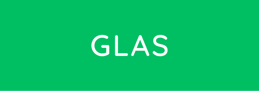 Der Novocal Farbiger Wertstoffaufkleber groß, mit Text: Glas (Grün) zeigt "GLAS" in weißen Großbuchstaben auf kräftigem grünem Hintergrund - ideal als Glasabfall-Aufkleber zur Unterstützung der Mülltrennung von Glas. Die Packung enthält 1 Stück.