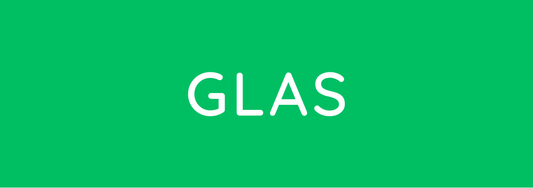 Der Novocal Farbiger Wertstoffaufkleber groß, mit Text: Glas (Grün) zeigt "GLAS" in weißen Großbuchstaben auf kräftigem grünem Hintergrund - ideal als Glasabfall-Aufkleber zur Unterstützung der Mülltrennung von Glas. Die Packung enthält 1 Stück.