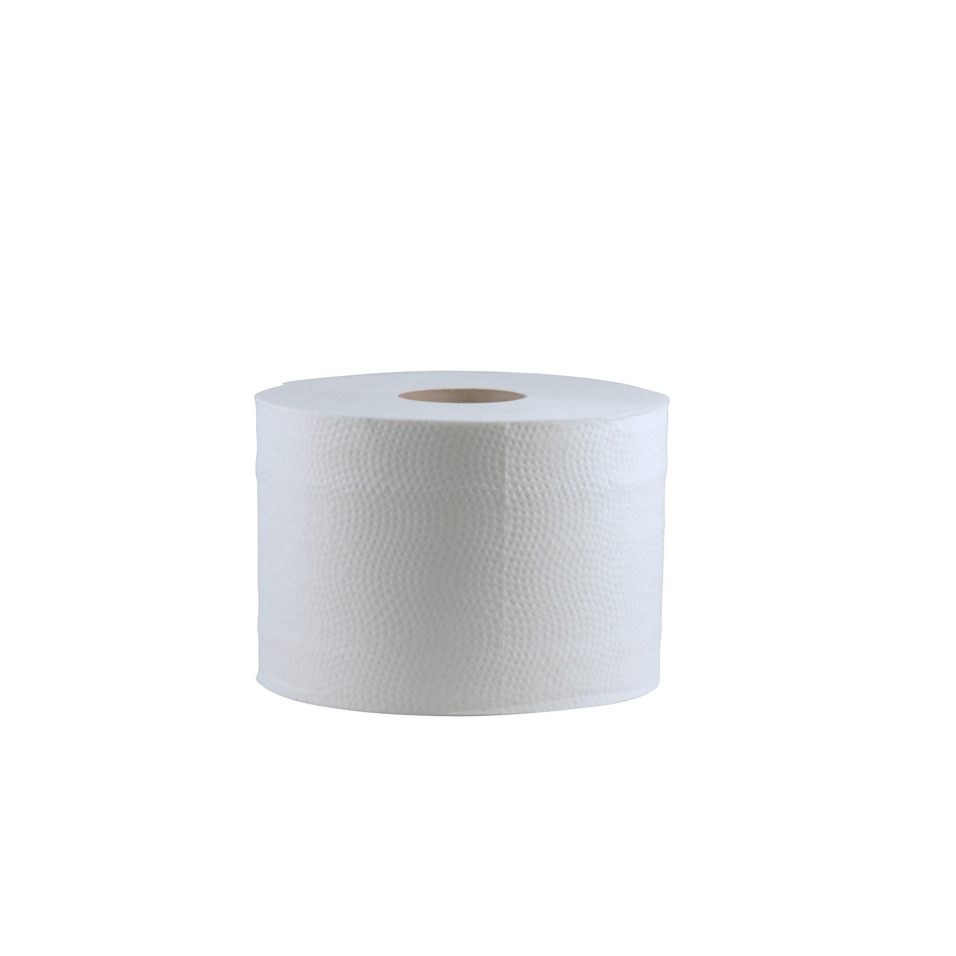 Das CWS Toilettenpapier Maxi 100, Recycling, 2-lagig wird in einem Karton mit 24 Rollen geliefert - ein umweltfreundliches, strukturiertes weißes Papier, das ideal für nachhaltige Hygiene ist.