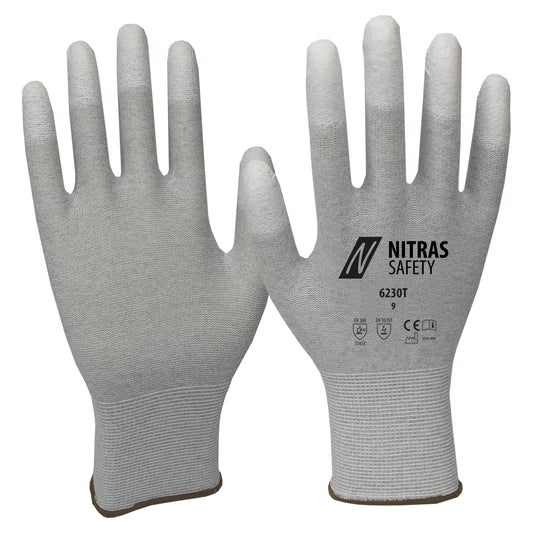 NITRAS antistatic gloves, gray / white
