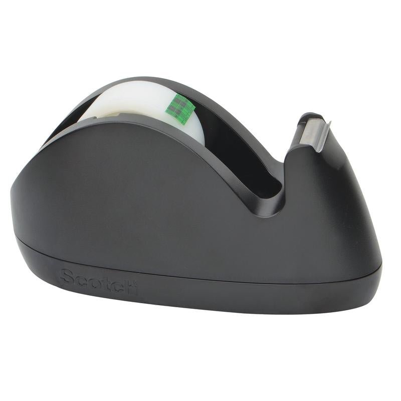 The Scotch™ Bunny Tape Dispenser C29 in black from 3M Deutschland GmbH holds a roll of Scotch® Magic™ Invisible Tape (19 mm × 8.89 m) with a metal cutter.