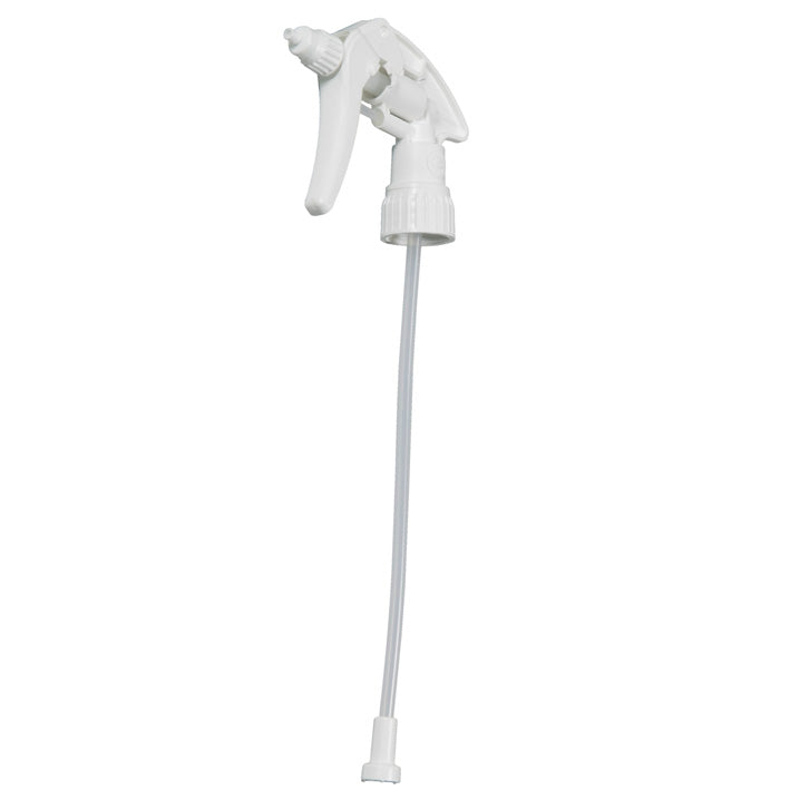 Der Diversey Triggerpro 750ml White/White Foam Schaum-Sprühkopf (1 Stück) ist eine weiße Triggerflasche mit einem langen Tauchrohr für effektiven Schaum, konzipiert für 750ml Flaschen. Isoliert auf einfarbig weißem Hintergrund.