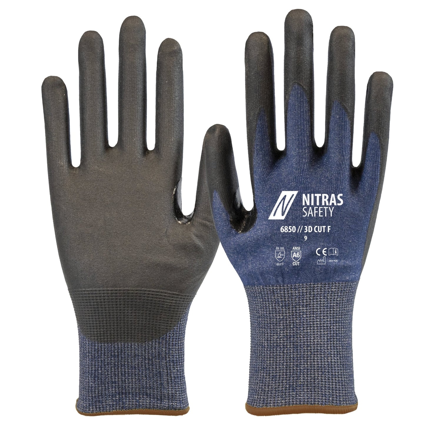 NITRAS 3D CUT F, cut protection gloves, navy blue / black