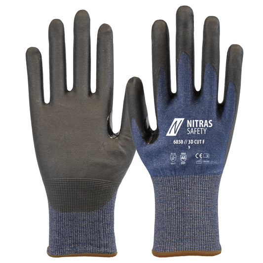 NITRAS 3D CUT F, cut protection gloves, navy blue / black