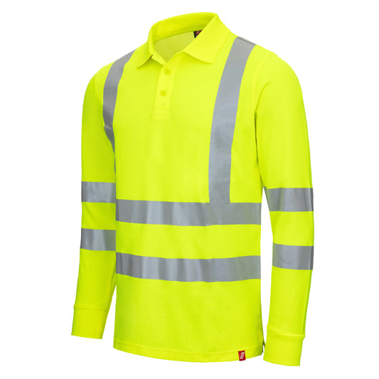 NITRAS MOTION TEX VIZ, high visibility long sleeve polo shirt