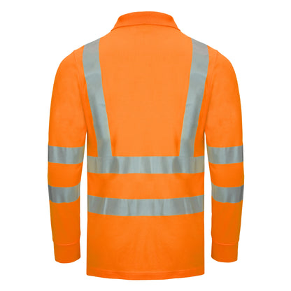 NITRAS MOTION TEX VIZ, high visibility long sleeve polo shirt