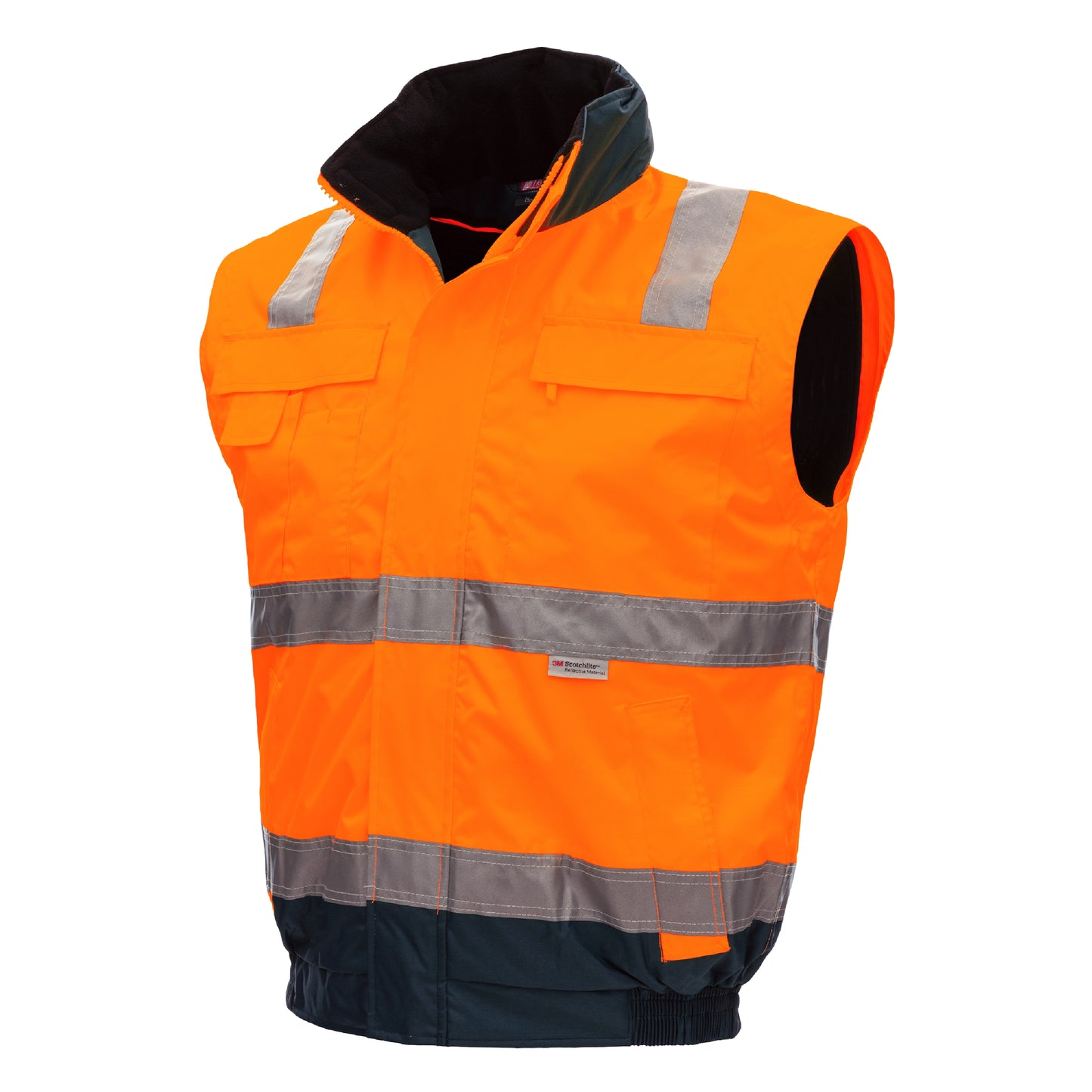 NITRAS MOTION TEX VIZ PLUS, high-visibility pilot jacket, neon orange / navy blue