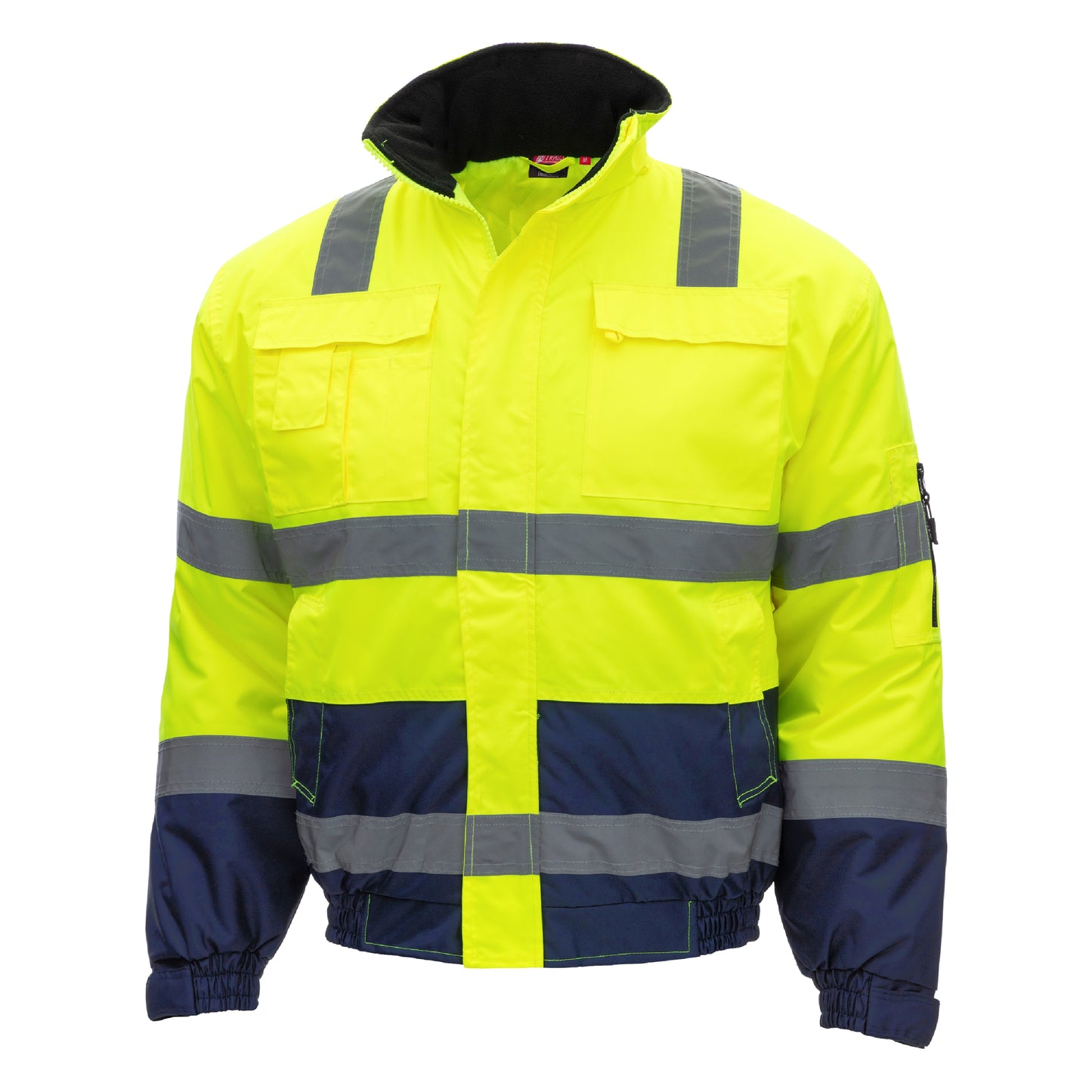 NITRAS MOTION TEX VIZ, high-visibility pilot jacket, neon yellow / navy blue