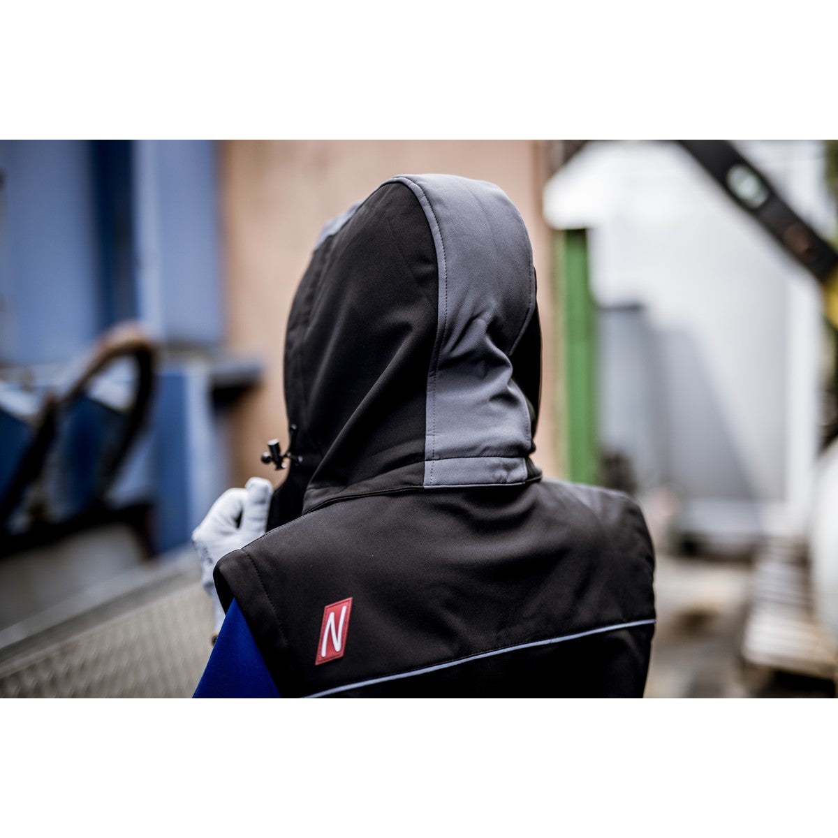 NITRAS removable hood, gray / black, OEKO-TEX polyester: 94%; Elastane: 6% | Pack (1 piece)