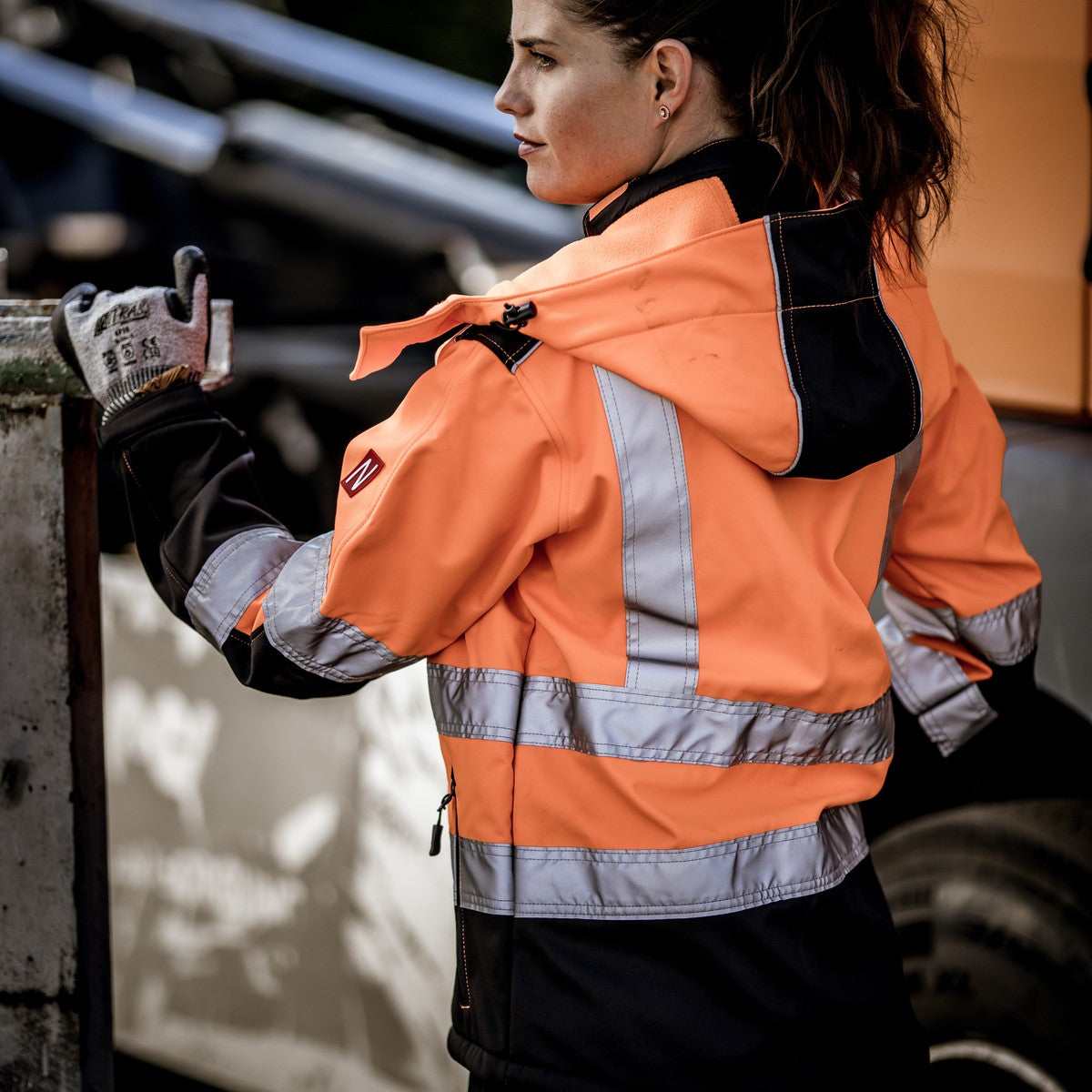 NITRAS removable hood, neon orange / black, OEKO-TEX polyester: 100% | Pack (1 piece)