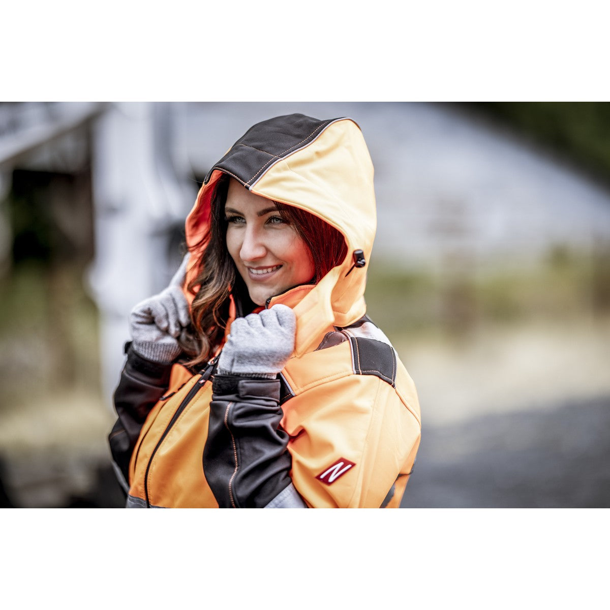 NITRAS removable hood, neon orange / black, OEKO-TEX polyester: 100% | Pack (1 piece)