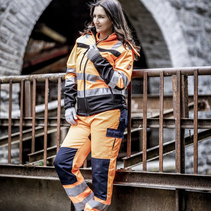 NITRAS MOTION TEX VIZ, high-visibility softshell jacket, neon orange / black
