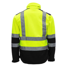 NITRAS MOTION TEX VIZ, high-visibility softshell jacket, neon yellow / black