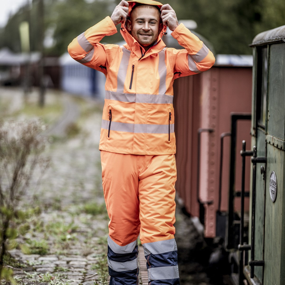 NITRAS MOTION TEX VIZ PLUS, high-visibility rain jacket