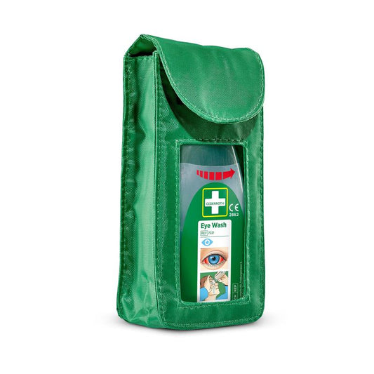 Das Holster für cederroth augenspültasche modell (ref 7221) von Orkla Wound Care AB verfügt über ein klares Fenster für die Augenspülflasche, einen Klappdeckel und einen roten Pfeil auf dem etikettengerechten Augenspülzubehör. Packung: 1 Stück.