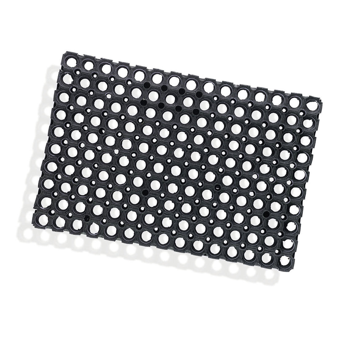 The Nölle Profi Brush rubber ring mat 40x60 cm, 1.6 cm thick from Nölle Profi Brush Bürsten- & Pinseltechnik e.K. is a black mat with round holes - ideal as a non-slip or entrance mat.