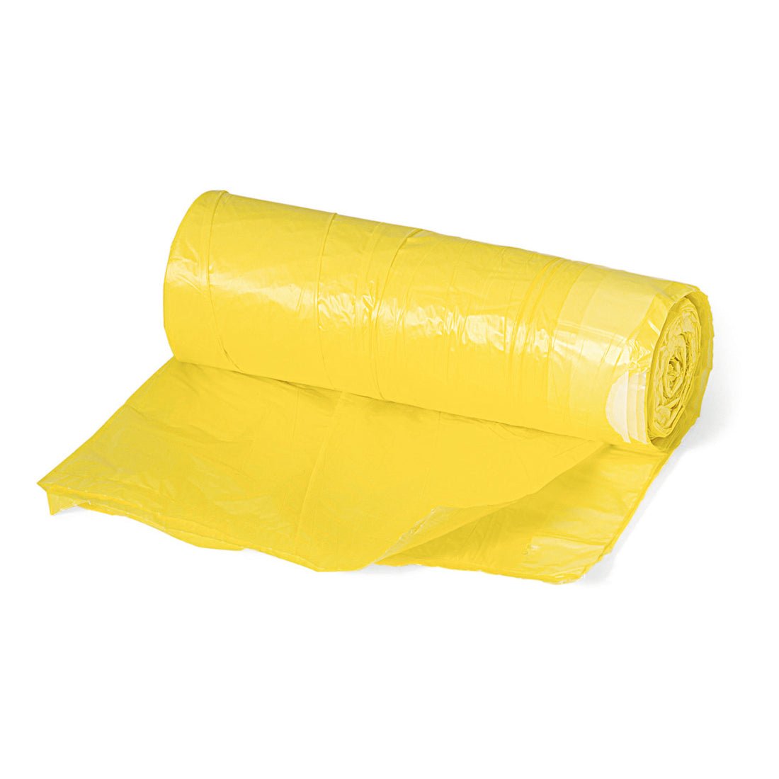 A partially unrolled Nölle Profi Brush trash bag 35 liters, 16 my, yellow (1 piece) from Nölle Profi Brush Brush & Paint Technology e.K. shows its yellow color and robust texture against a white background.