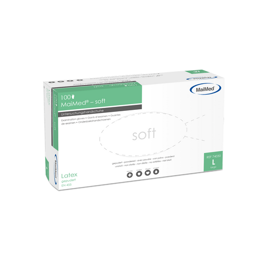 MaiMed-soft latex examination gloves, non-sterile, powdered, 100 pieces/box