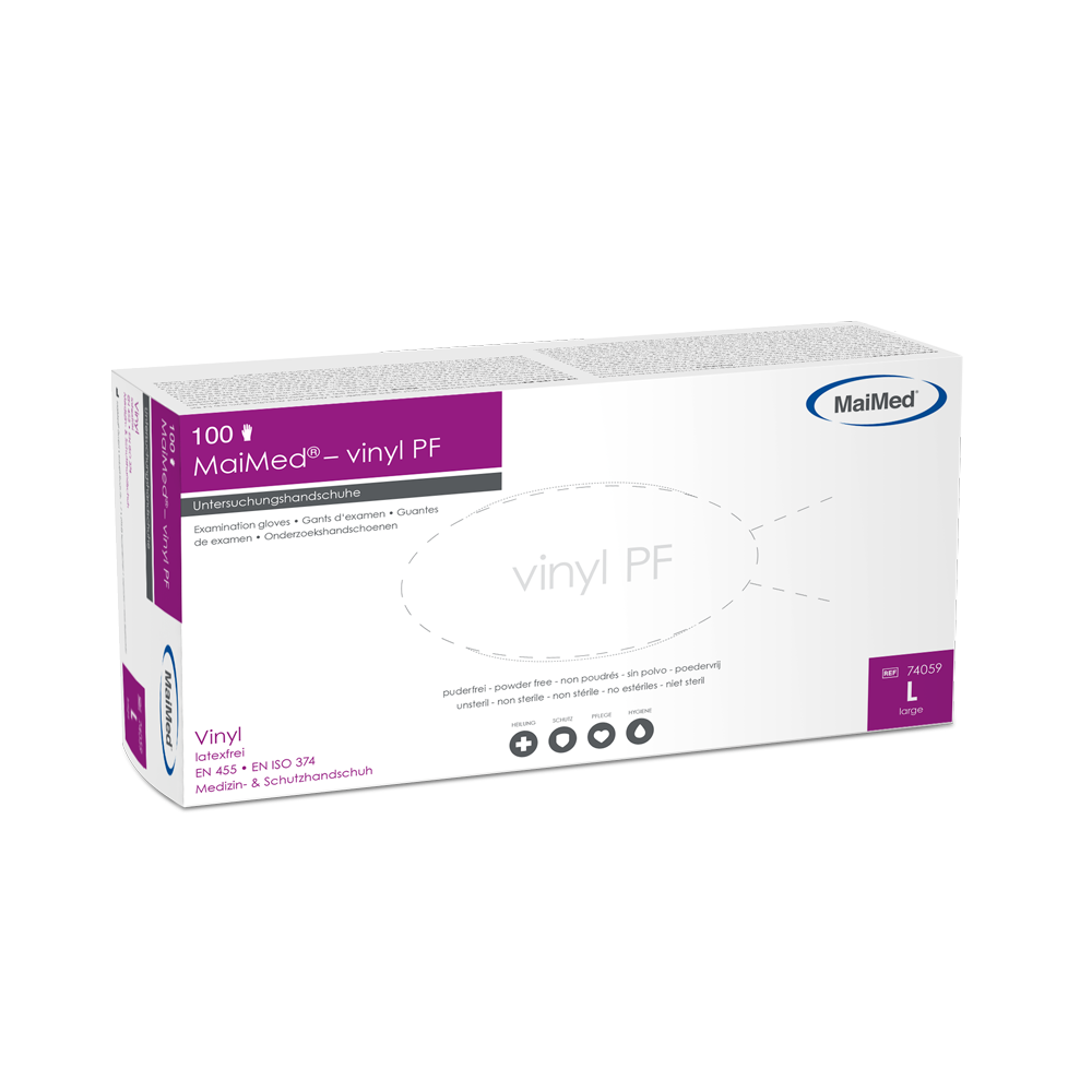 MaiMed-vinyl PF, non-sterile, powder-free vinyl examination gloves, 100 pieces/box