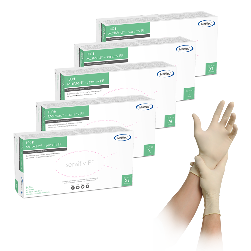 MaiMed-sensitive latex examination gloves, non-sterile, powder-free, 100 pieces/box