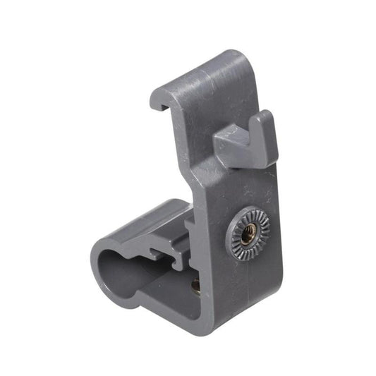 Der TASKI Zubehörhalter von Diversey Deutschland GmbH & Co. OHG ist ein grauer Kunststoff- und Metallhalter mit Rundfuß, drehbarem Knauf und offenem Haken - passend für Halterung 7517270, 757371 oder Zubehörhalter. Montierbar, vielseitig einsetzbar.