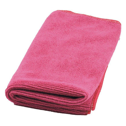 A folded pink TASKI MicroQuick microfiber cloth from Diversey Deutschland, visibly textured and with sewn edges against a white background – high quality & robust, ideal for efficient cleaning (5 pcs.).