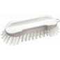 The Diversey scrubbing brush, white, hard (190x65x30 mm), without handle, from Diversey Deutschland GmbH & Co. OHG impresses with hard bristles and a curved handle - ideal for effective cleaning, photographed against a plain white background.