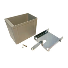 Pictured is a rectangular plastic dirt container (Diversey Deutschland GmbH & Co. OHG), for swingo 2500/3500, with a metal bracket and two locks on a white background. Package: 1 piece, for collecting coarse dirt.