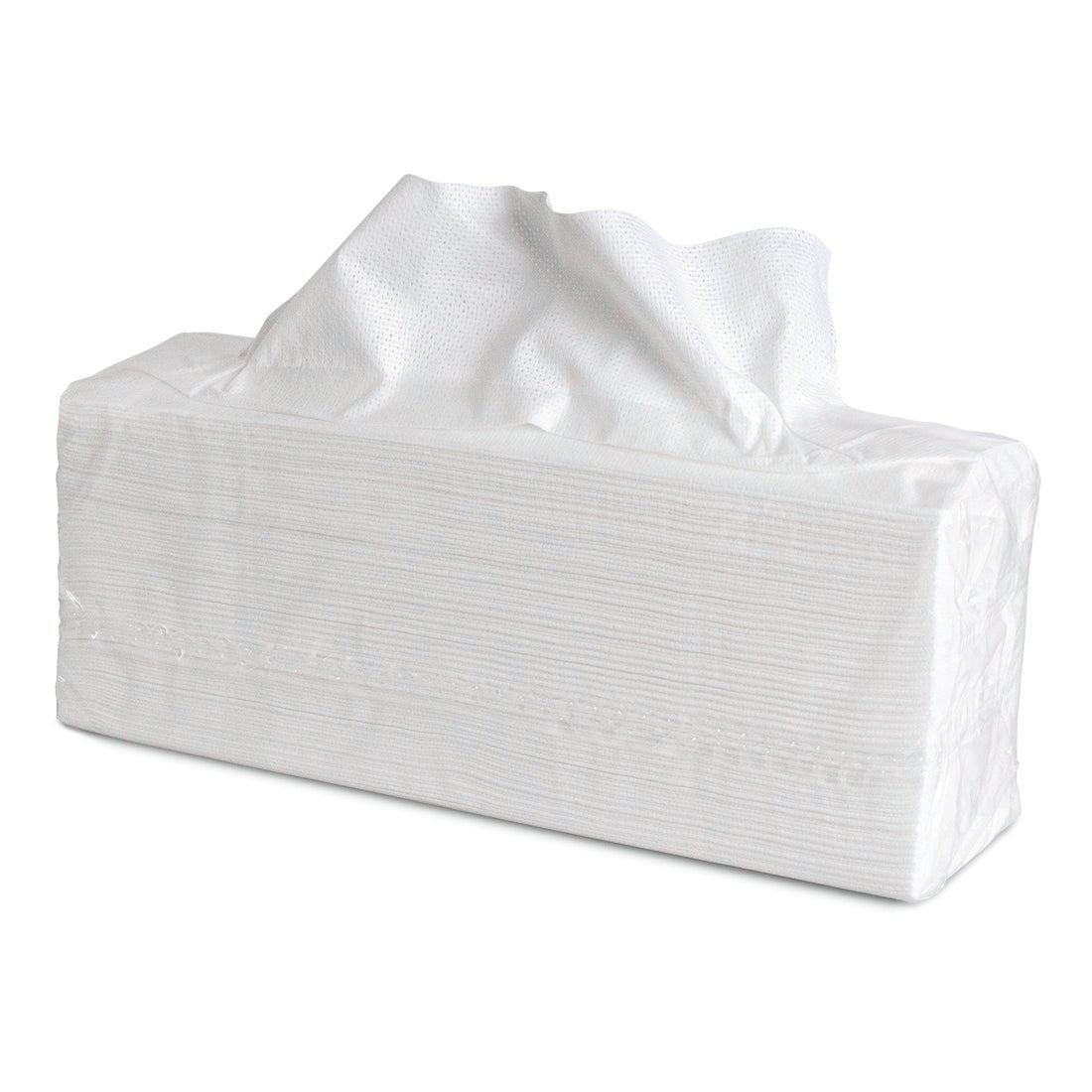 A rectangular package wrapped in plastic containing Nölle Profi Brush Hygiene Allround Day Cloth (38x42 cm, 500 pieces) with one cloth protruding. The semi-transparent packaging shows the stacked cloths inside. Brand: Nölle Profi Brush Bürsten- & Pinseltechnik e.K.