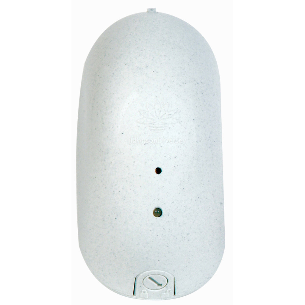 The Good Sense air freshener from Diversey Deutschland GmbH & Co. OHG is a white, oval, automatic wall device with a sensor and button on the front, a refill slot at the bottom, and comes with batteries (1 piece).