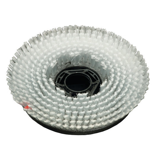 Die Scheuerbürste Waschbeton (33 cm) von Diversey Deutschland GmbH & Co. OHG ist eine Scheuerbürste mit abgewinkelten Borsten und schwarzer Mittelnabe für den swingo 1650 - ideal für die Reinigung von Waschbetonflächen. Packungsgröße: 1 Stück. Abgebildet auf weißem Hintergrund.
