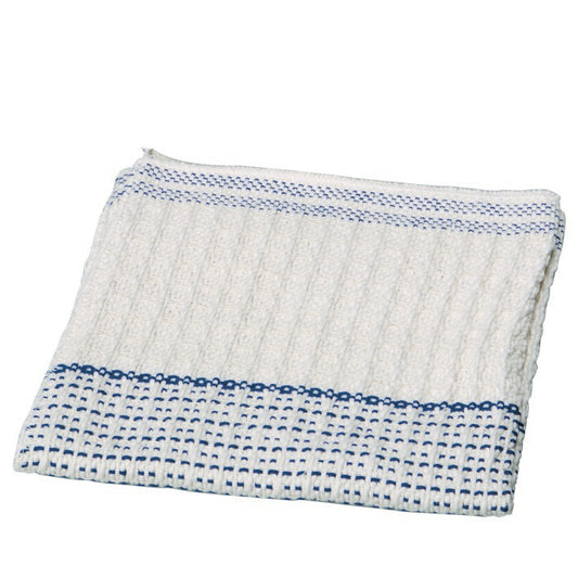 Das TASKI Bodenwischtuch von Diversey Deutschland GmbH & Co. OHG ist ein robustes 45x45 cm großes weißes Tuch mit blauen Streifen, perfekt für traditionelles Nasswischen von Böden. Die Packung enthält 10 Stück - ideal für professionelle Reinigung.