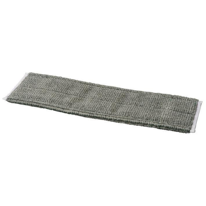Ein rechteckiges graues TASKI MicroEasy Scouring Mop HD Pad von Diversey Deutschland mit strukturiertem Gewebe und weißen Rändern für die Reinigung von Böden mit hoher Griffigkeit ist flach auf einem weißen Hintergrund abgebildet.