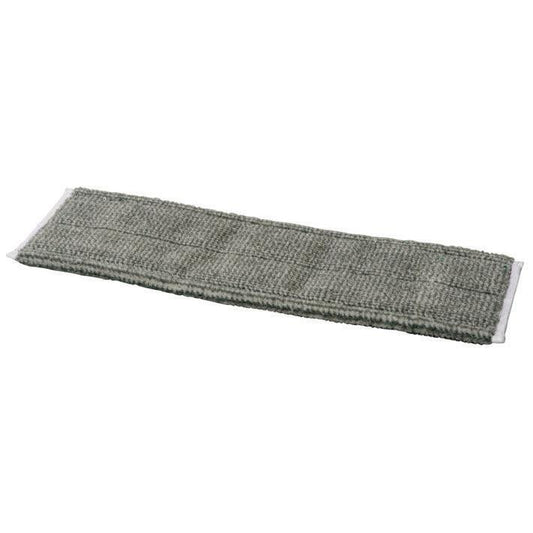 Ein rechteckiges graues TASKI MicroEasy Scouring Mop HD Pad von Diversey Deutschland mit strukturiertem Gewebe und weißen Rändern für die Reinigung von Böden mit hoher Griffigkeit ist flach auf einem weißen Hintergrund abgebildet.
