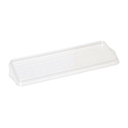 The TASKI preparation sieve for mop boxes from Diversey Deutschland GmbH & Co. OHG is a transparent, rectangular plastic lid with raised edges and surface irregularities, photographed on white - perfect for an optimized cleaning process.