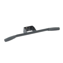 The TASKI small push handle, small grip from Diversey Deutschland GmbH & Co. OHG is a compact black metal handle with an ergonomic grip and rubberized ends, as well as a central bracket for easy wall or surface mounting. Package: 1 piece.