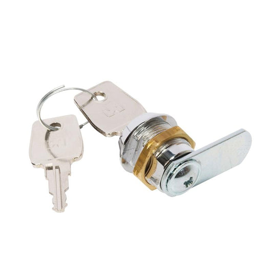 Das TASKI Schloss für Deckel von Diversey Deutschland GmbH & Co. OHG passt zu den Deckeln 7517362, 7517363, 7517364, 7517243 und 7517263. Er hat eine verchromte Oberfläche, robustes Material, einen geschlitzten Verschluss mit zwei Schlüsseln an einem Schlüsselring und enthält eine Messingunterlegscheibe. Packung mit 1 Stück.