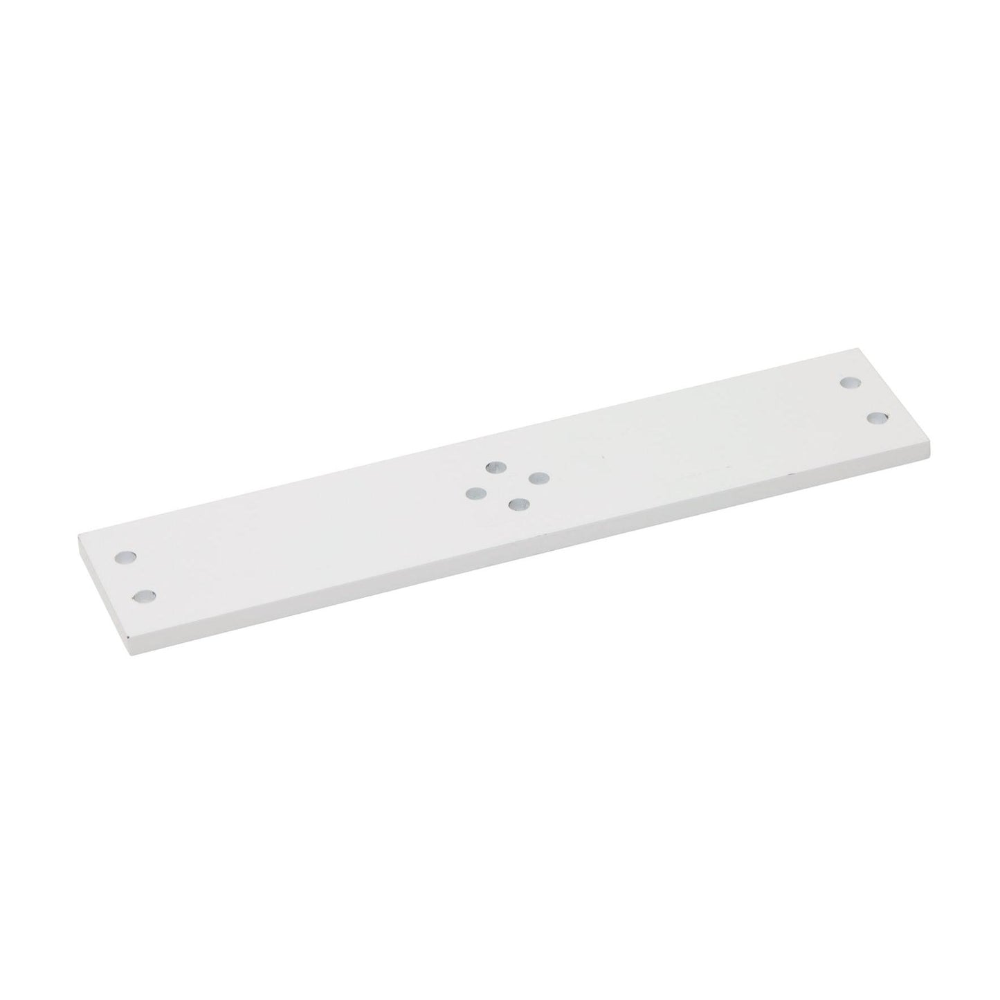 The TASKI fixing plate for aluminum profile from Diversey Deutschland GmbH & Co. OHG is a white metal plate with eight holes, ideal for secure attachment to all trolleys. The package contains 1 piece.