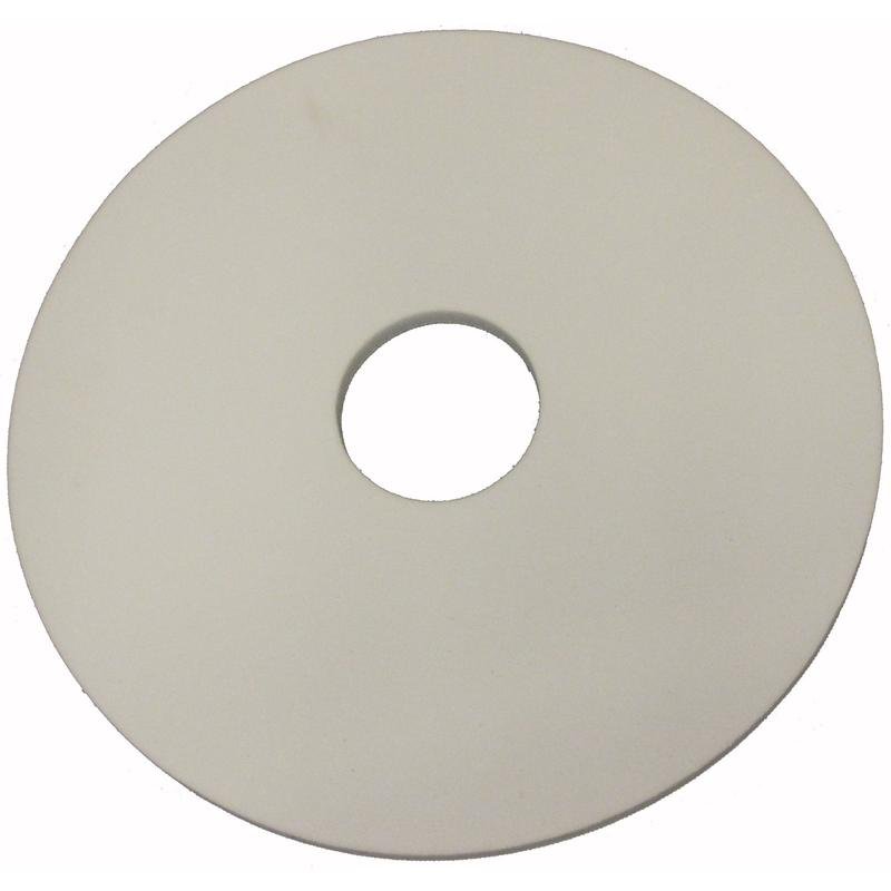 The TASKI WipeOut/Eraser Pad from Diversey Deutschland GmbH & Co. OHG is a white, flat, circular cleaning disc with a center hole that uses advanced eraser technology for effective cleaning.