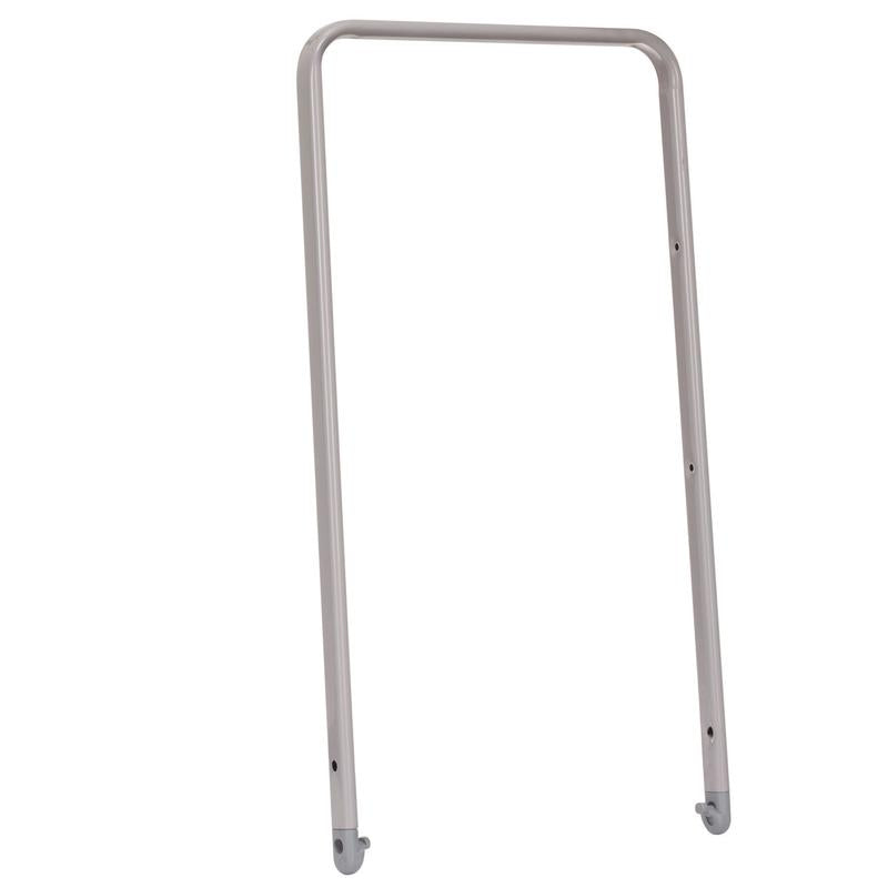 Der Deichsel zum Fahrgestell, Stoßbügel aus Aluminium, 2-fach höhenverstellbar (1 Stück) von Diversey Deutschland GmbH & Co. OHG mit zwei senkrechten Beinen und einer waagerechten oberen Stange, abgebildet auf einem schlichten weißen Hintergrund.