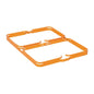 The TASKI Nano Cloth Box Holder from Diversey Deutschland GmbH & Co. OHG (Art.-No. 7518883) is an orange metal holder with rounded corners for holding TASKI Nano cloths during cleaning, depicted on a white background. Package: 1 piece.