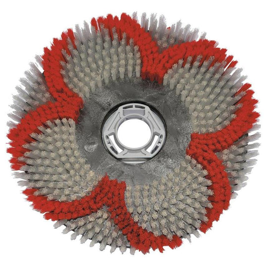 Die Diversey Wasserspar Scheuerbürste (38 cm) für swingo XP R hat graue Borsten, eine Spirale aus roten Borsten und eine zentrale Kunststoffnabe - ideal für die umweltfreundliche Reinigung. Verkauft als 1 Stück pro Packung.