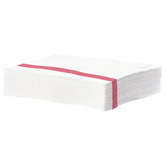 Ein rotes TASKI SUM Mikrofasertuch (42x34 cm) von Diversey, das für den einmaligen Gebrauch bestimmt ist und nachweislich 99 % der Bakterien entfernt, wird vor einem schlichten weißen Hintergrund gezeigt.