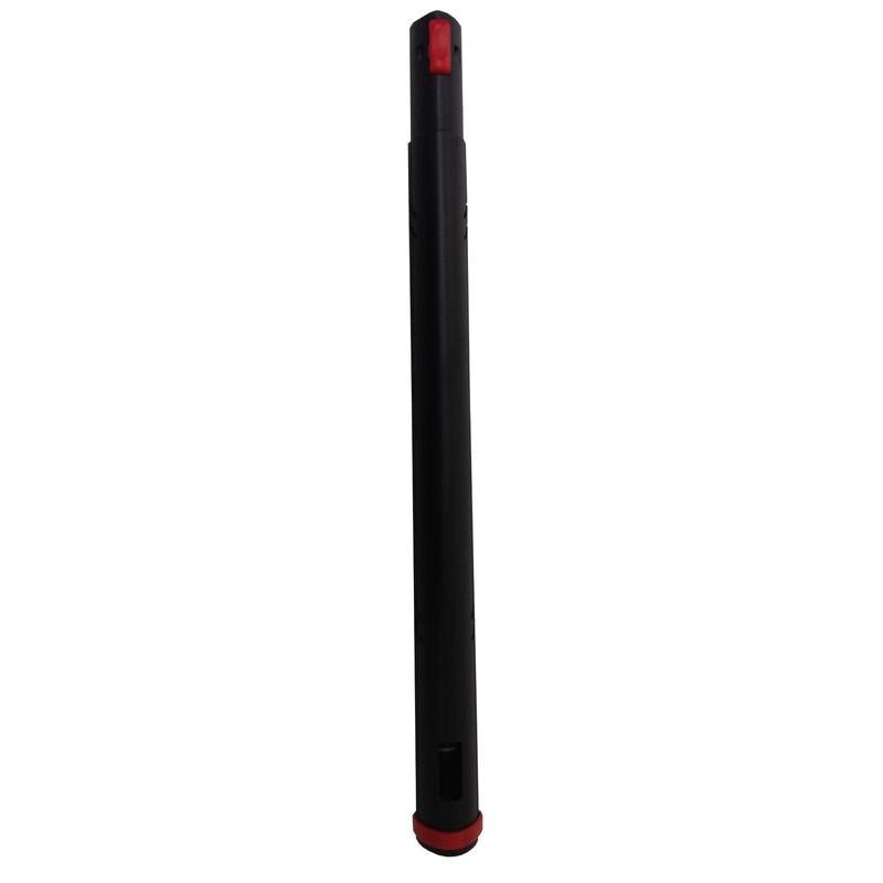 An extension tube for TASKI SO4 by Diversey Deutschland GmbH & Co. OHG, black with red accents, stands upright against a white background—ideal for professional cleaning and additional reach. Package: 1 piece.