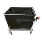 The Suma Carbon Remover Tank 100l from Diversey Deutschland GmbH & Co. OHG is a black, rectangular container with metal handles, a red tap, hose connection, and stainless steel frame on castors - ideal for immersion cleaning.