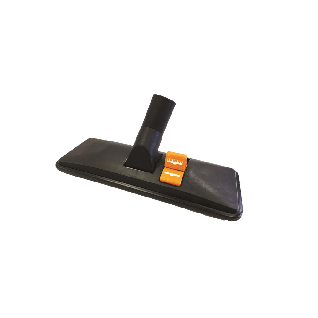 The TASKI AERO combination glide nozzle 32mm from Diversey Deutschland GmbH & Co. OHG, for TASKI AERO (1 piece), impresses with a central connection pipe and orange switch - ideal for versatile and efficient cleaning.