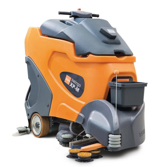 Der TASKI swingo XP-M Intellisweep von Diversey Deutschland GmbH & Co. OHG ist eine Akku-Scheuersaugmaschine mit mikro-rotierender Bürste, 4x 6V-180Ah Batterien & Ladegerät - ideal für große Flächen. Verpackung: 1 Stück.